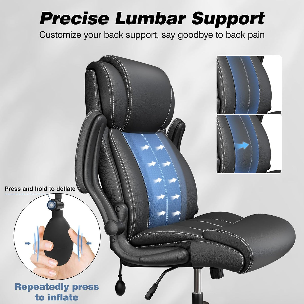 bestfair ergonomic office chair, desk chair with adjustable, side view