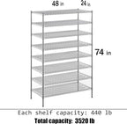 Regal Altair 24" Deep x 48" Wide x 74" Height Wire Shelving Kit | 8-Tier | NSF - Image 3