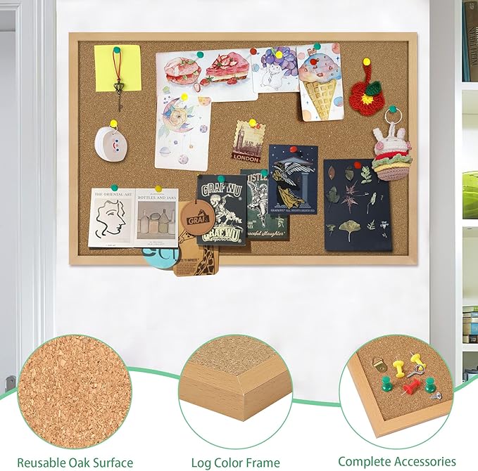 Cork Board Bulletin Board 23 x 15.7Inches - Image 3