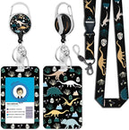 Cute Dinosaur Lanyards for Id Badges, Retractable ID Badge Holder by Giancomics