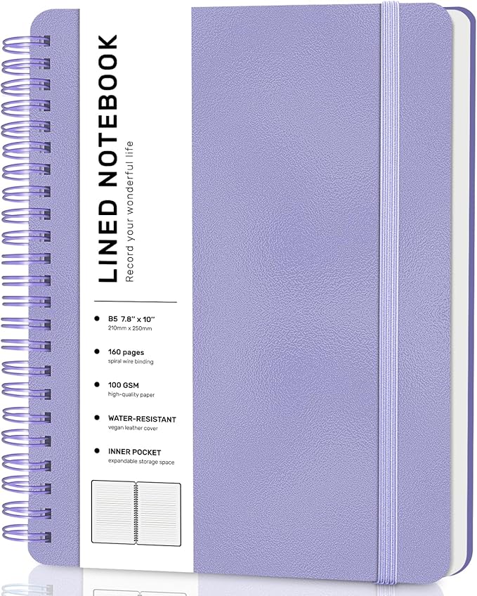 Lined Spiral Journal Notebook, B5 Spiral Notebook, 7.8''×10'' Journaling by ABERLLS
