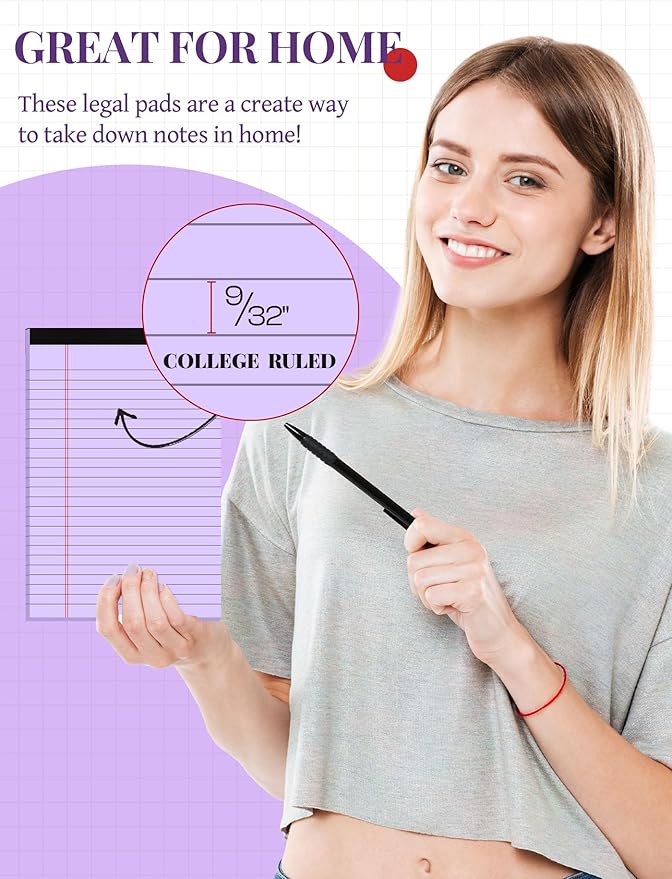 7pcs Small Legal Pads 5x8 Note Pads Purple Notepad College Ruled Notepad 5x8 - Image 4