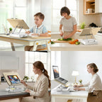 Book Stand with Storage, Wooden Book Holder for Desk, Hands-Free Reading | Ergonomic Adjustable Height & Angle, For Textbooks, Cookbooks, Documents (White, 9.8" x 13.8" Large Panel)