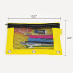 BAZIC PRODUCTS Bright Color 3-Ring Pencil Pouch with Mesh Window, 2-Pack | clear mesh window and a zipper closure for pens; pencils; supplies