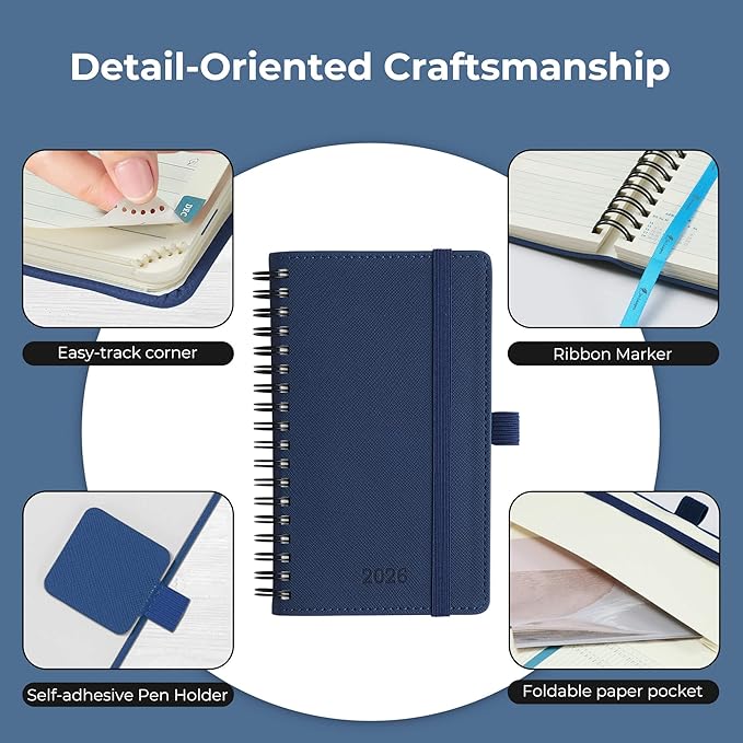 IN-LUXPRO Planner 2026 Daily Weekly and Monthly, 6.5"x3.75", 12 Months Spiral - Image 6
