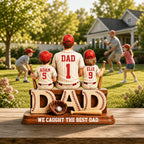 Personalized Baseball Dad Wooden Plaque, We Caught The Best Dad Sign | Custom Birthday Gift from Kids, Baseball Family Name Keepsake, Soft Ball Papa Wood Plaques 2026