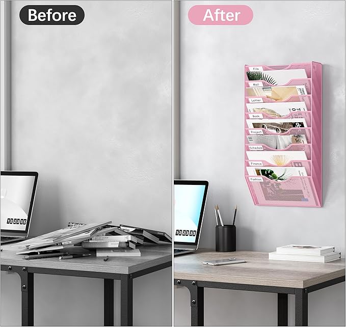 EasyPAG 8 Pocket Mesh Wall File Organizer, Hanging Paper Folder Holder - Image 5