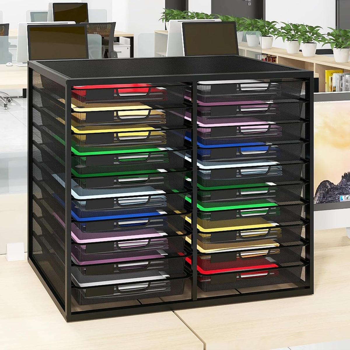 Natwind Mesh Desk Organizer with 20 Compartments Sliding Drawers,Black