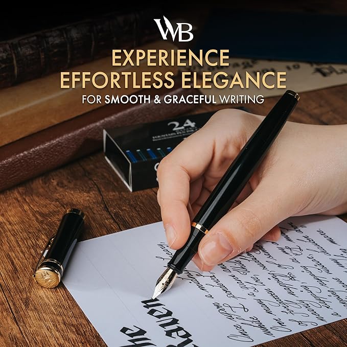Wordsworth & Black Fountain Pen Set, 18K Gilded Broad Nib, Includes 24 Pack Ink - Image 2