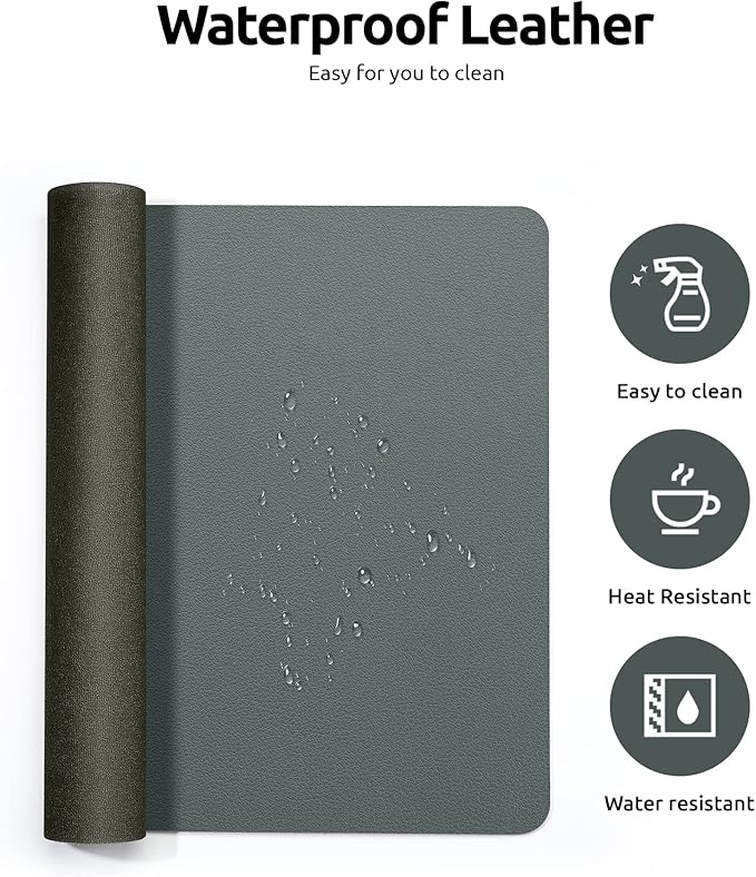 YSAGi Leather Desk Protector, Office Mat, Large Mouse Mat, Non-Slip PU Leather - Image 4