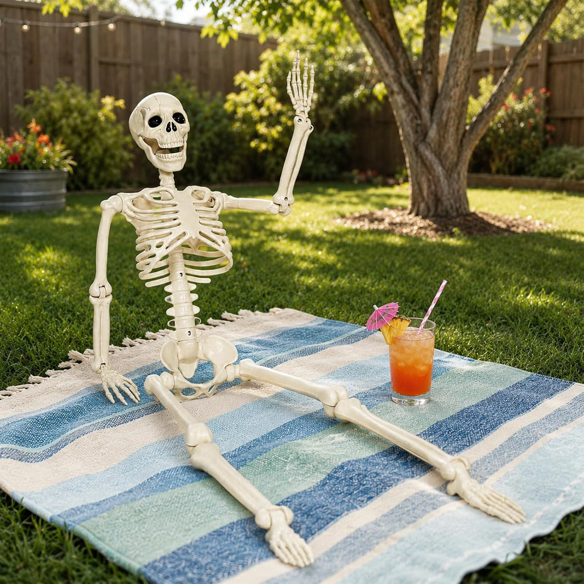 36'' Life-Size Posable Halloween Skeleton Decorations with Dog Skeleton