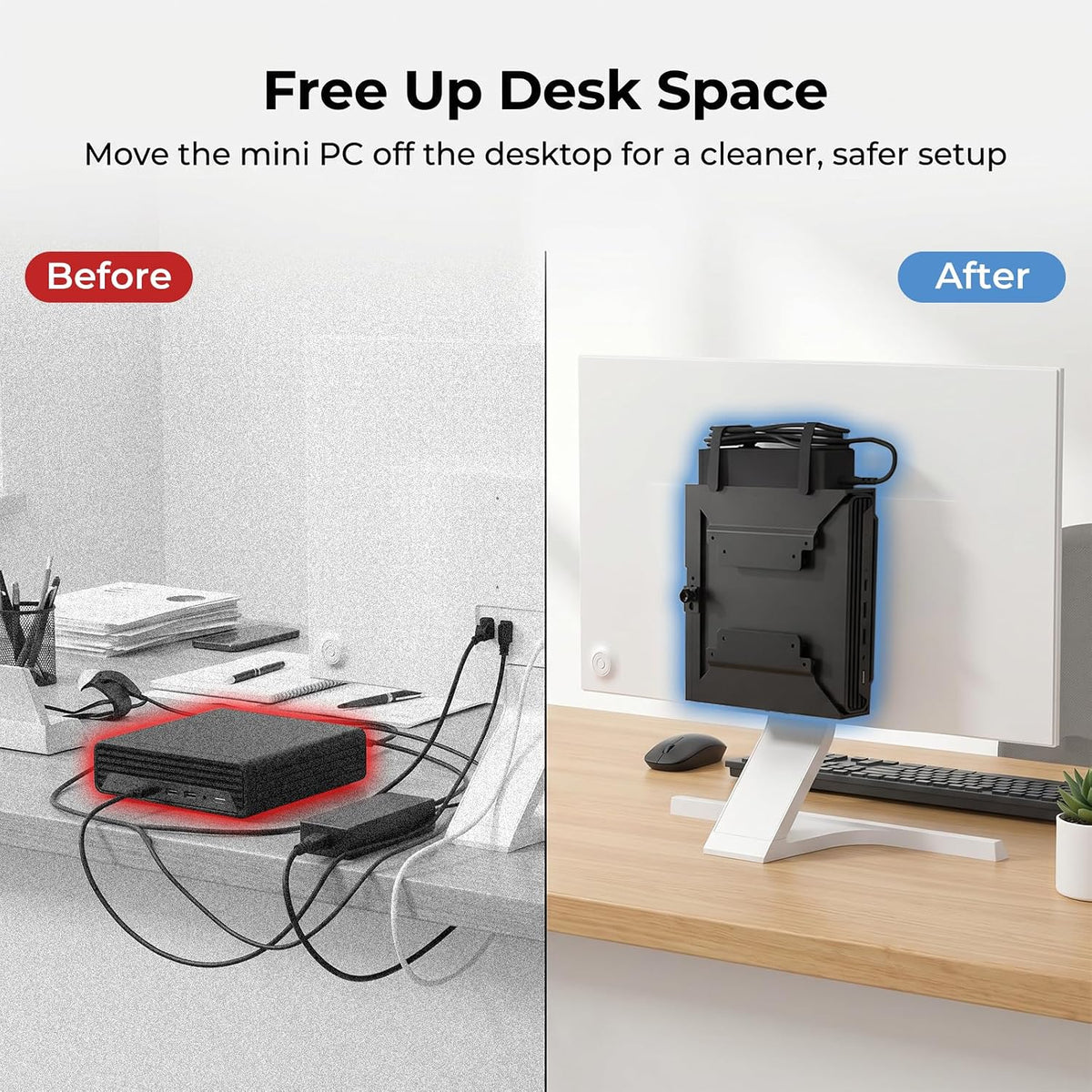 Mini PC VESA Mount for HP with C-Clamp VESA Wall Under Desk or Desk Clamp Mou...