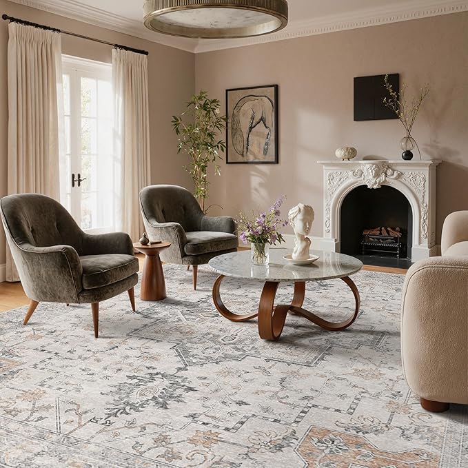 GENIMO 10x13 Area Rugs for Living Room, Non Slip Machine Washable Vintage Rugs - Image 7