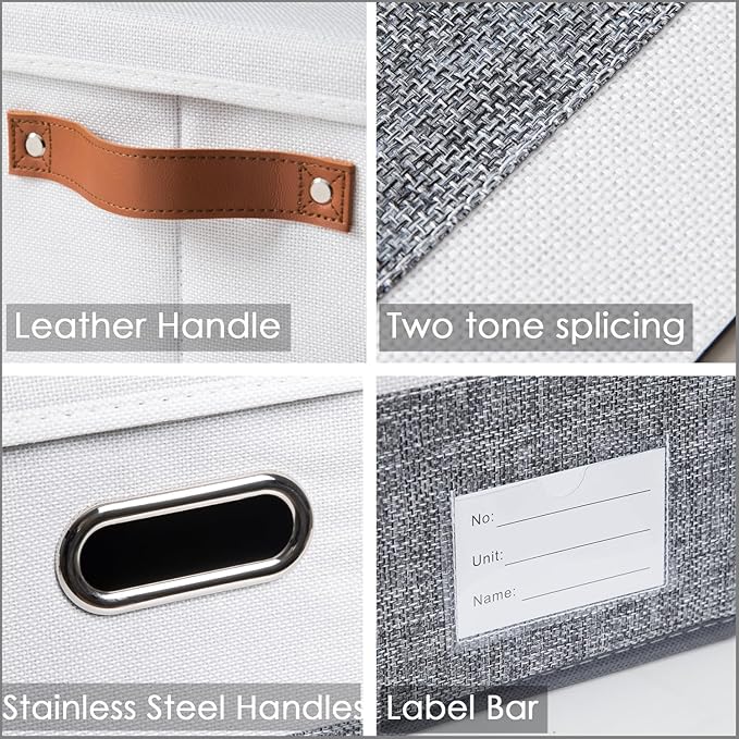 PRANDOM Storage Bins with Lids Linen Fabric Foldable Storage Boxes Organizer - Image 7