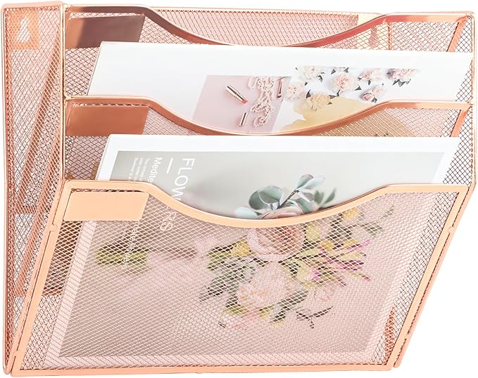 EASEPRES 3 Pocket Mesh Hanging Wall File Organizer, Wall Mounted Mail Paper - Image 3