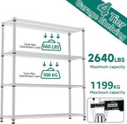 M MZG 4 Tiers Shelf 2640 lbs Steel Storage Shelving Utility Shelving Unit Steel - Image 7