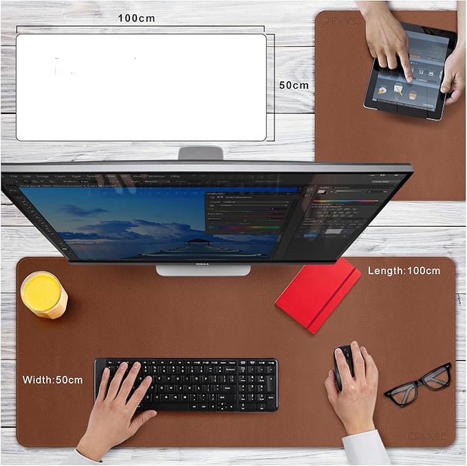 CENNBIE Leather Desk Mat 39.3"x19.6", Extra Large Desk pad, Large Office - Image 6