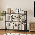 Homeiju 3 Tier Bookshelf 31.49" Width, Wood and Metal Etagere Bookcase - Image 2