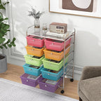 HAPPYGRILL 10-Drawer Rolling Storage Cart, Storage Organizer Cart - Image 2