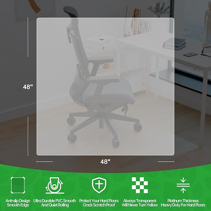 100pointONE Office Chair Mat for Hardwood Floors, Easy Glide Computer Chair Mat - Image 7