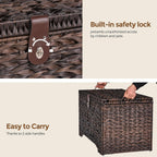 165l handwoven wicker storage basket with lid, large showing dimensions