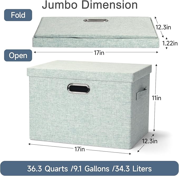 Graciadeco Large 17" 36 Quart Collapsible Stackable Storage Bins - Image 2