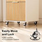 3 drawers fluted mobile file cabinet with lock showing dimensions