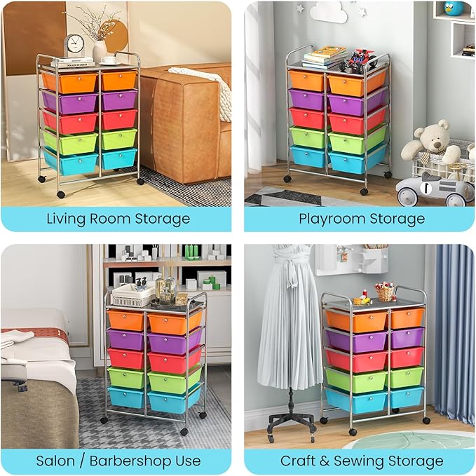 GLACER 10 Drawer Rolling Cart, Storage Cart - Image 7