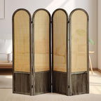 Asnefeli 4 Panel Room Divider Wall, Folding Privacy Screen, Foldable Wood - Image 4
