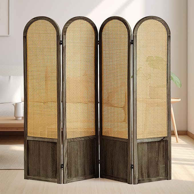 Asnefeli 4 Panel Room Divider Wall, Folding Privacy Screen, Foldable Wood - Image 4