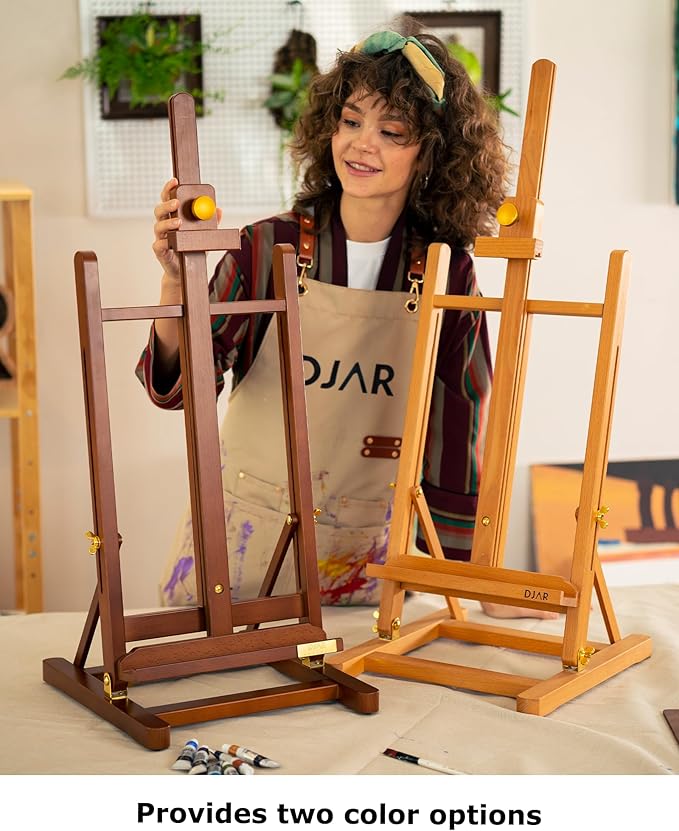 DJAR H- Frame Tabletop Painting Easel, Adjustable Solid Beech Wood Desktop Art - Image 4