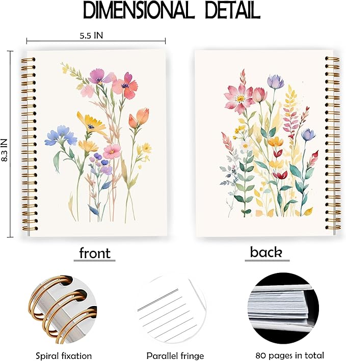 JWVK Vintage Wild Flower Botanical Plant Notebook 06, Rustic Spring Floral - Image 2