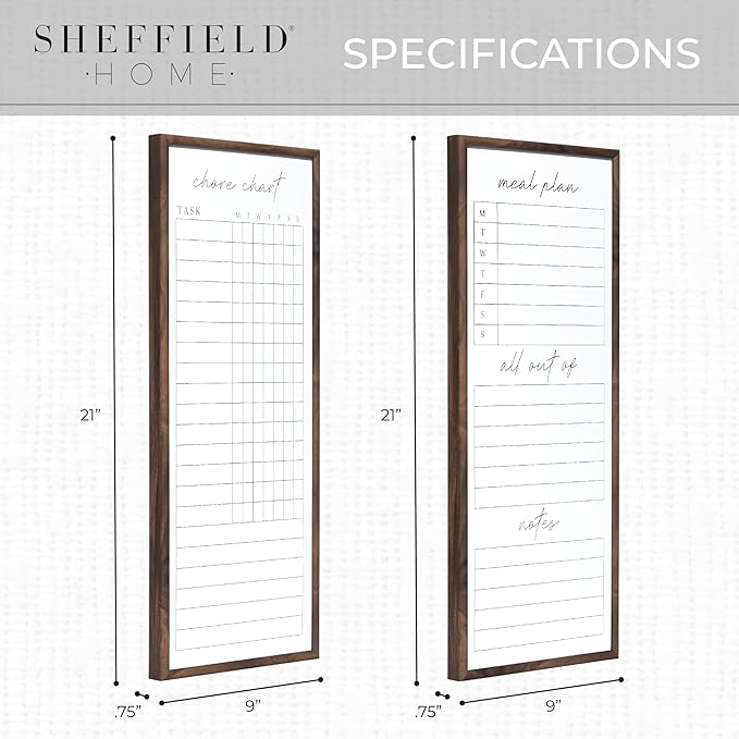 Sheffield Home Set of Two Family Planner Dry Erase Boards Featuring, Chore Chart - Image 3