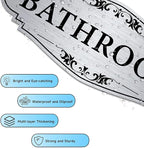 Bathroom Sign Sticker for Business and Home，Self-adhesive Brushed Silver Cute - Image 3
