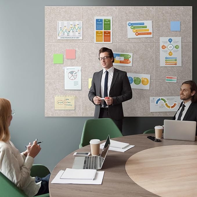 AKTOP Cork Board Bulletin Board 47"x35", 12 Pack Removable Felt Cork Board Tiles - Image 2