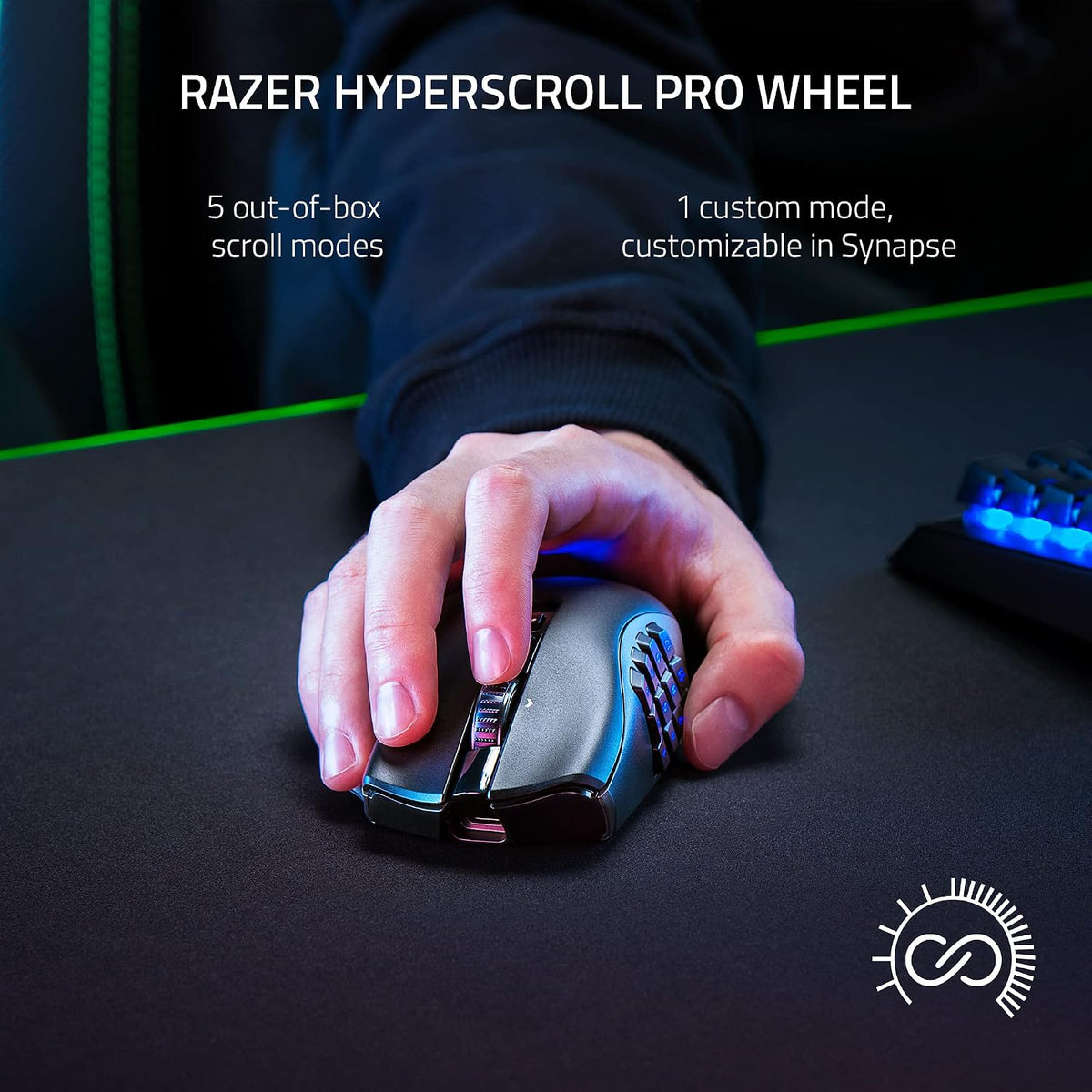 Razer Naga V2 Pro Wireless MMO Gaming Mouse, 300 Hr Battery, Black