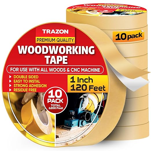 Trazon Double Sided Woodworking Tape Super Strong, 10 Pack, 1 Inch x 120 Feet by TrazonProducts