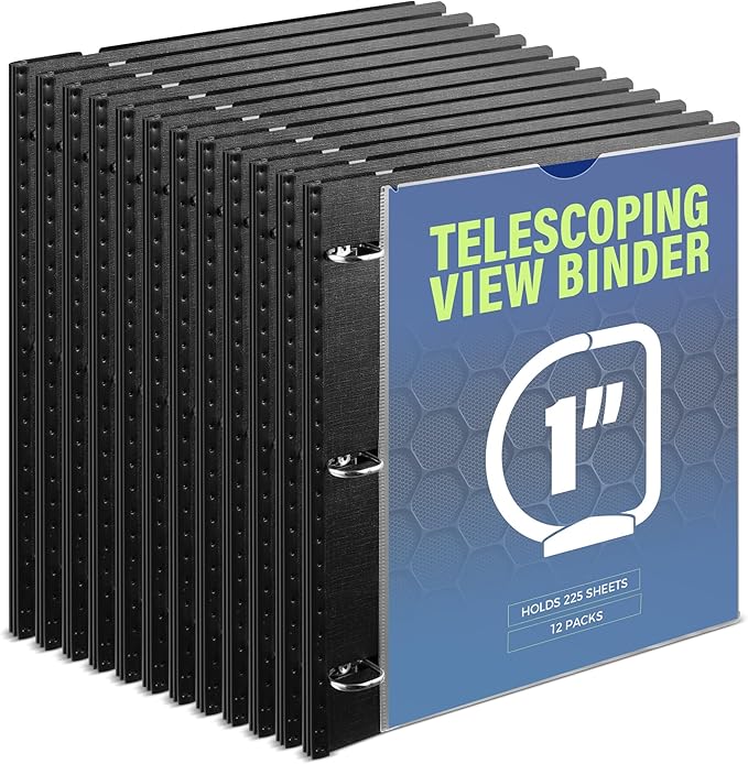 WOT I 12-Pack Telescoping 3 Ring Binder 1 Inch, Expandable Flexible Binder by WOTI