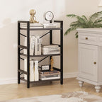 Homeiju Bookshelf, 3 Tier Industrial Bookcase, Metal Small Bookcase, Rustic - Image 4