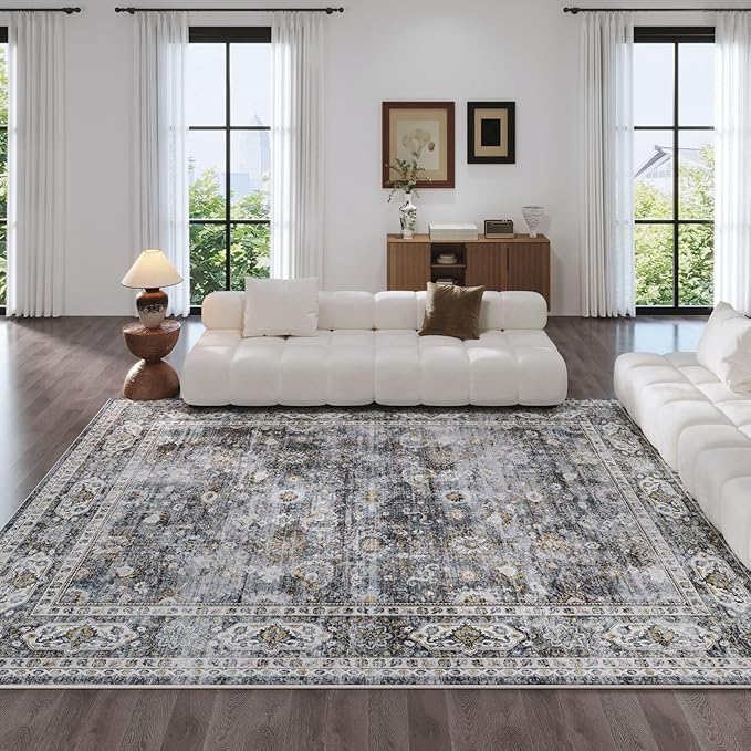 Rugcomf Area Rug 5x7 Washable Rug Boho Soft Non-Slip Non-Shedding Faux Wool - Image 8