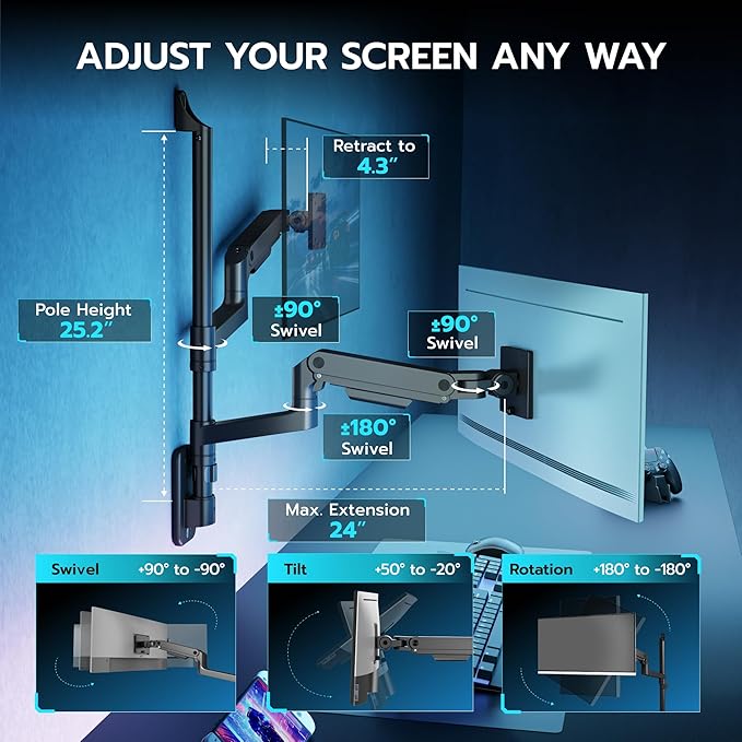 ARES WING Dual Monitor Wall Mount - Image 5