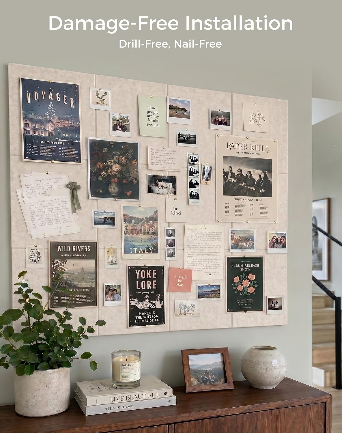 Aothia 48" x 36" Large Felt Bulletin Board, Oatmeal