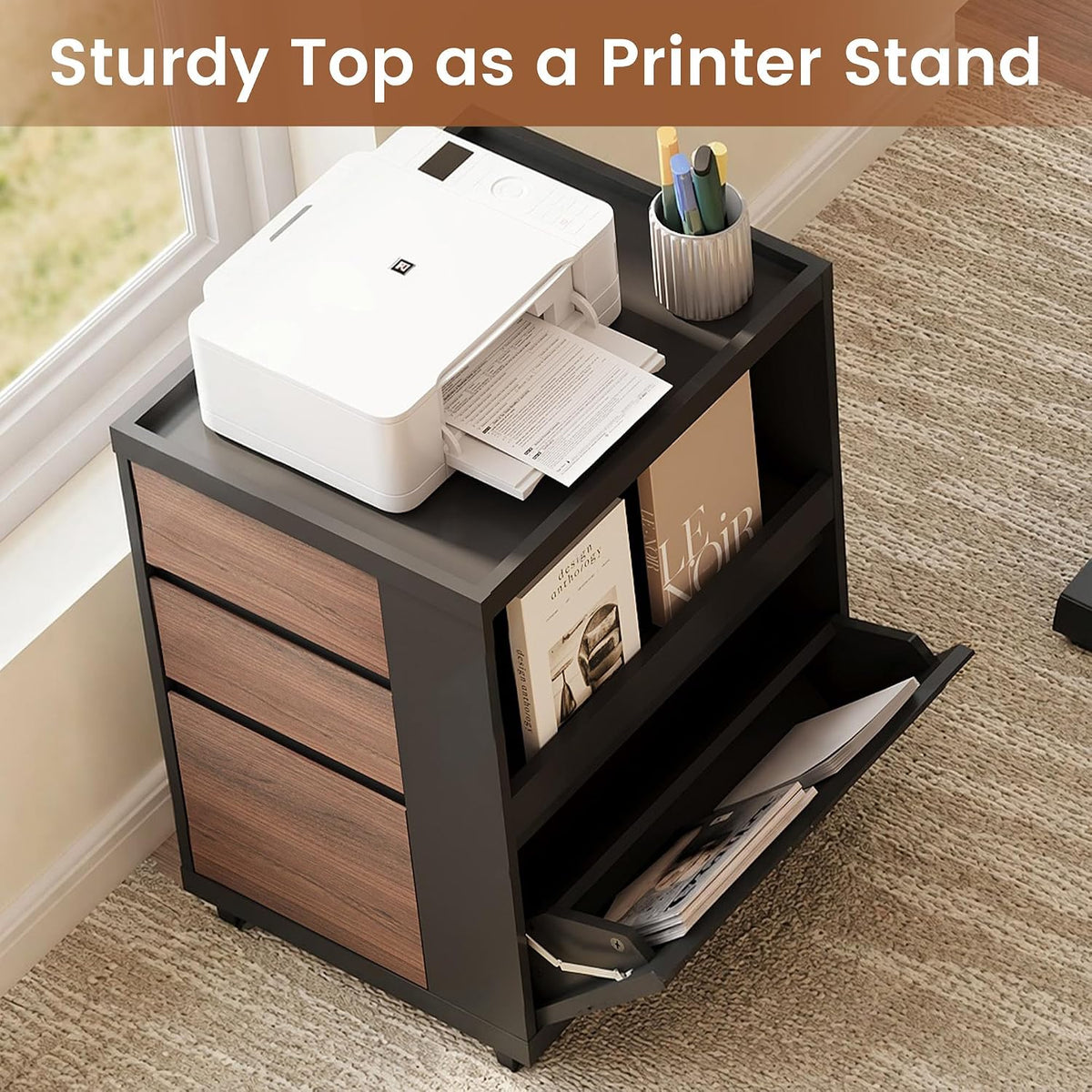 Mobile File Cabinet Under Desk with 3 Drawer, Office Storage Cabinet