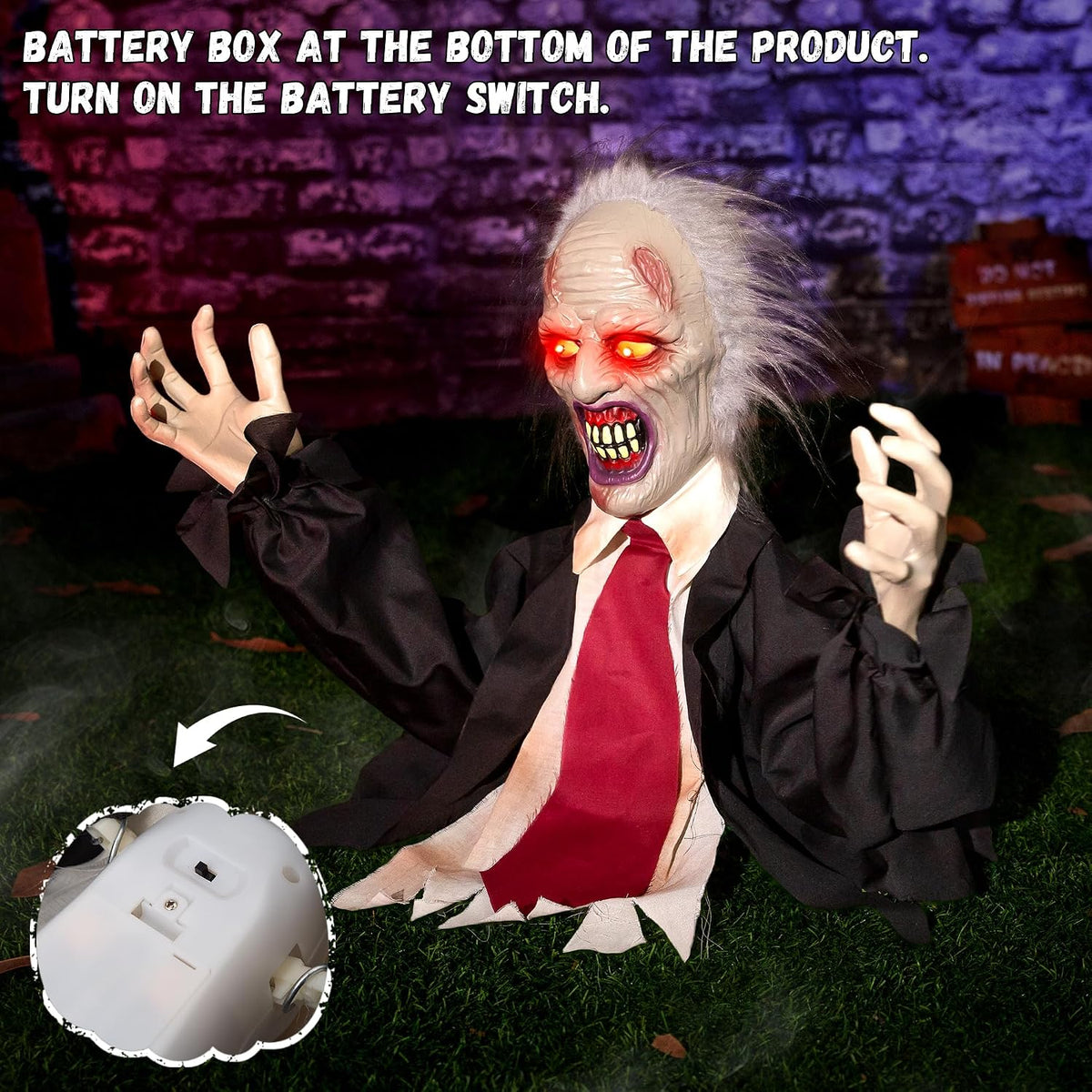 Halloween Decorations Animatronic Zombie Groundbreaker, Horror Animated Zombi...