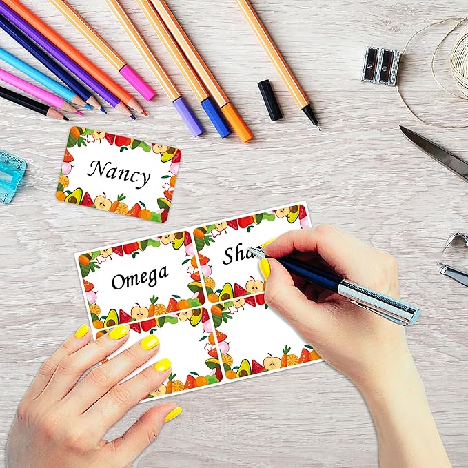 Wonmon 200 PCS Fruit Name Tags Stickers, Self Adhesive Cute Fruits Style Name - Image 4