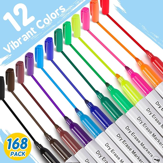 Birebebys 168 Count Bulk Dry Erase Markers, Fine Tip Whiteboard Markers - Image 2