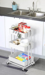 Simple Houseware 3-Tier Heavy Duty Metal Utility Rolling Cart - Image 5