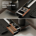 Fenge Dual Monitor Stand with Drawer, 42.5 Inch Large Monitor Riser with - Image 4