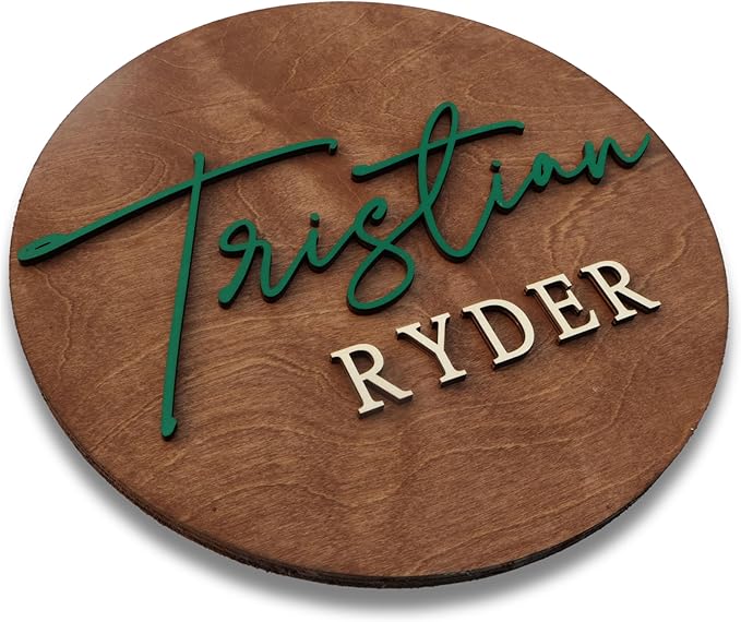Custom Round Nusery Name Sign, Personalized 3D Baby Name Announcement Sign - Image 2