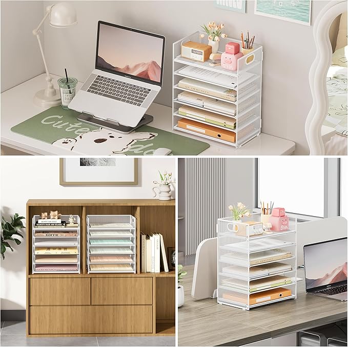 Subekyu 6-Tier Desk Paper Organizer, Desktop File Letter Tray - Image 4